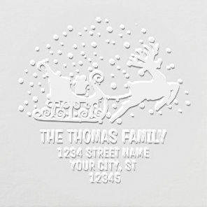 Snowy Sleigh & Reindeer Christmas Name Address Embosser