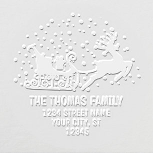 Snowy Sleigh & Reindeer Christmas Name Address Embosser