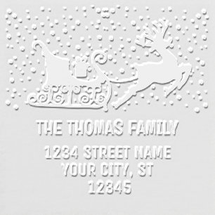 Snowy Sleigh & Reindeer Christmas Name Address Embosser