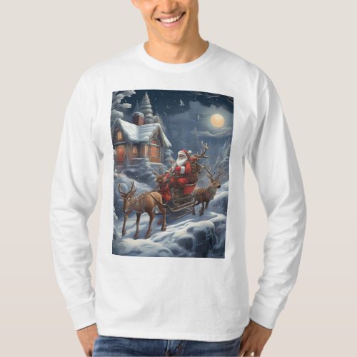  Snowy Sleigh Serenity T_Shirt