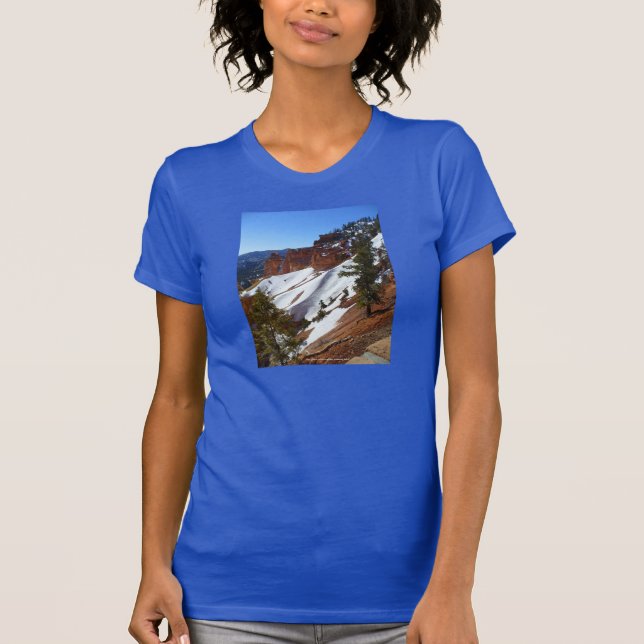 Snowy Slope Women's Blue T-shirt (Front)