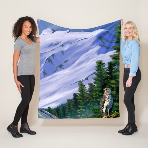 Snowy Slopes Mountain Winter  Fleece Blanket