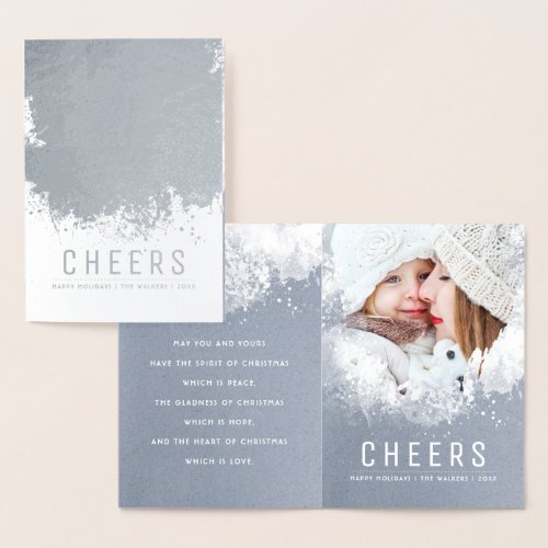 Snowy Splashes Christmas and Holidays Photo Foil Card