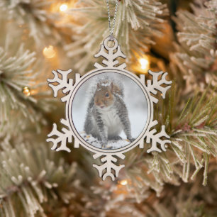 Snowy Squirrel Christmas Ornament
