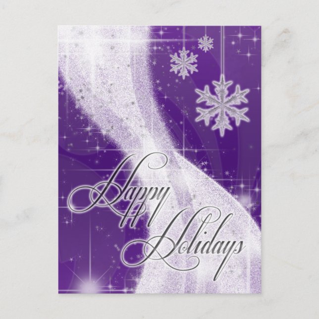 Snowy Star Ribbon (deep purple) Postcard (Front)