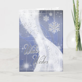 Snowy Star Ribbon (periwinkle) Holiday Card