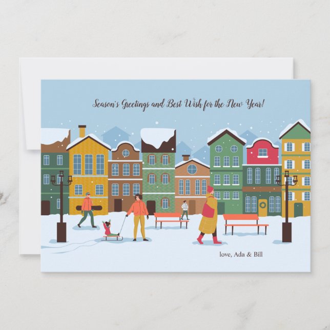 Snowy Street Holiday Card (Front)