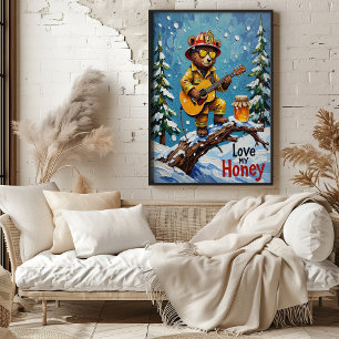 Snowy Strums: Bear's Winter Ballad Poster