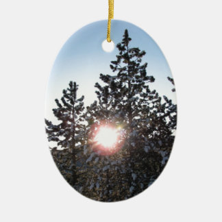 Snowy sunrise in Colorado Ceramic Ornament