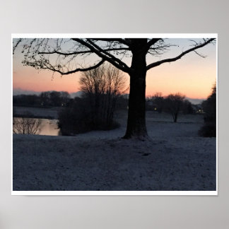 Snowy Sunset at Core Creek Poster
