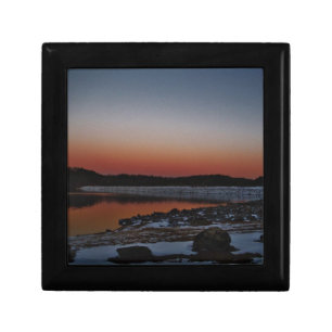 Snowy Sunset at Lake Arrowhead Keepsake Box