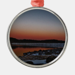 Snowy Sunset at Lake Arrowhead Metal Ornament