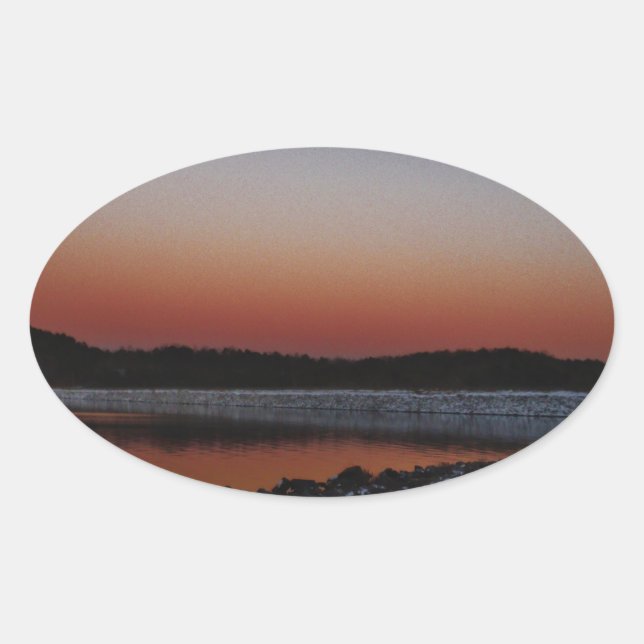 Snowy Sunset at Lake Arrowhead Oval Sticker (Front)