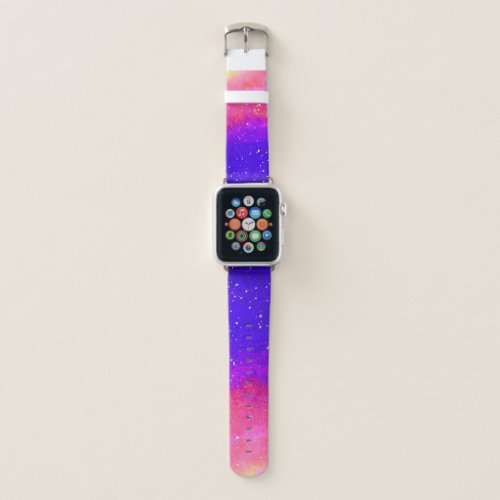 Snowy Sunset Pink Blue Yellow White Snowflakes Apple Watch Band