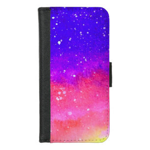 Snowy Sunset Pink Blue Yellow White Snowflakes iPhone 8/7 Wallet Case