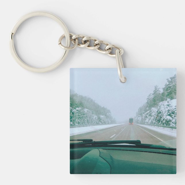 Snowy Swedish Road Trip Keychain (Front)