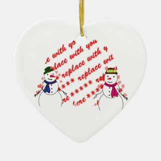 Snowy Sweethearts Photo Frame Ceramic Ornament