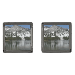 Snowy Tenaya Lake Yosemite National Park Photo Gunmetal Finish Cufflinks