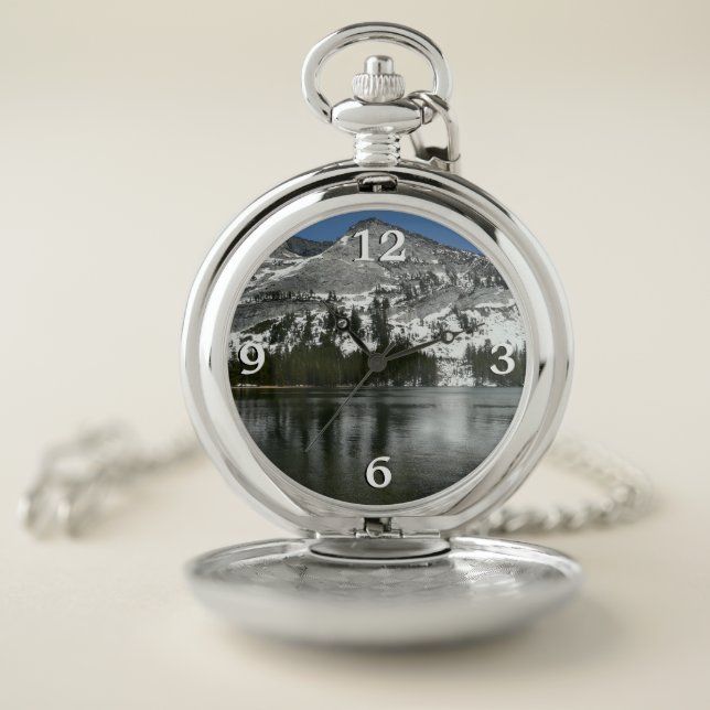 Snowy Tenaya Lake Yosemite National Park Photo Pocket Watch (Inside)