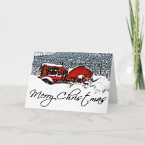 Snowy Tractor Christmas Holiday Card