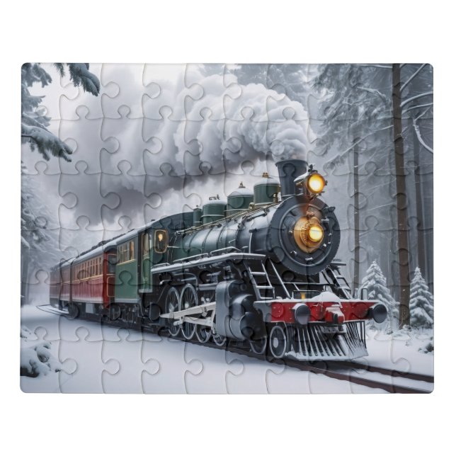 Snowy Train in Winter Landscape Jigsaw Puzzle (Puzzle Horizontal)