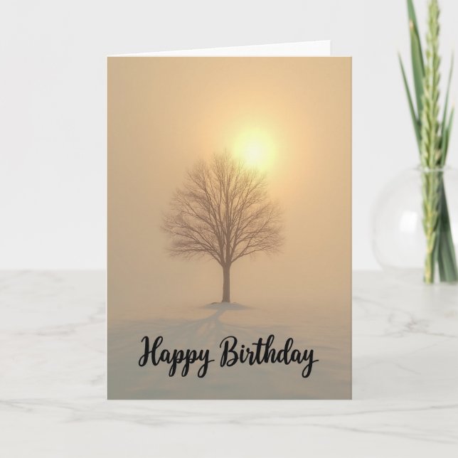 Snowy Tree Birthday Card (Front)