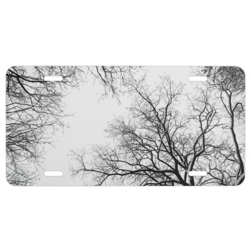 Snowy Tree Silhouettes 1 minimal wall decor   License Plate