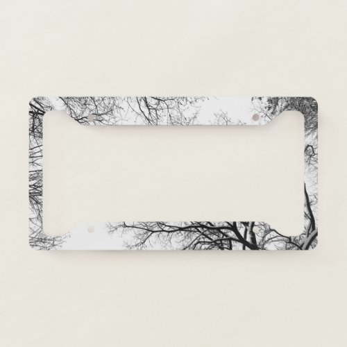 Snowy Tree Silhouettes 1 minimal wall decor   License Plate Frame