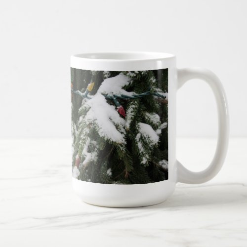 Snowy Trees and Christmas Lights Coffee Mug