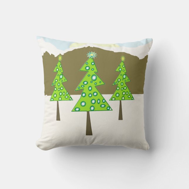 Snowy Trees Throw Pillow (Front)