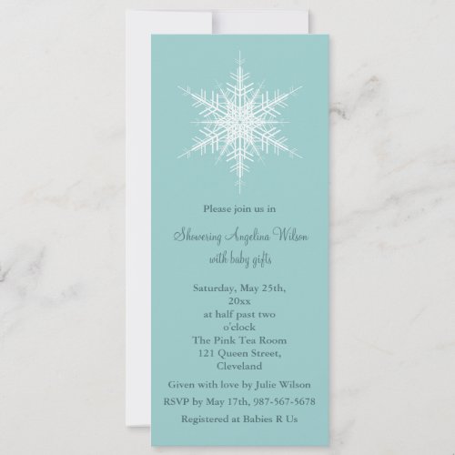 Snowy Turquoise Baby Shower Invitation