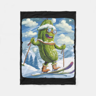 Snowy Vacation With Cross-country Skiing For Pickl Fleece Blanket