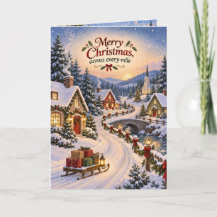 Snowy Village Across the Miles Christmas Card