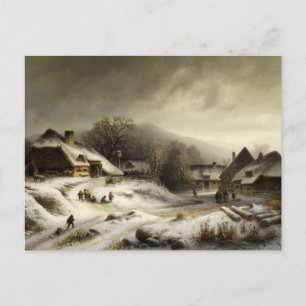 Snowy Village and Landscape Postcard