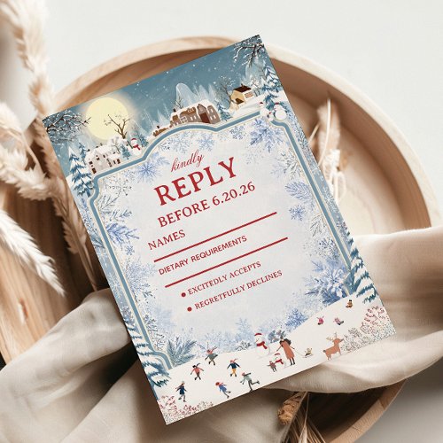 Snowy Village Beneath Winter RSVP Card