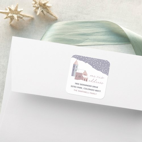 Snowy Village Change of Address Square Sticker