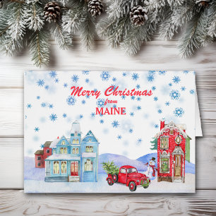 Snowy Village from Maine Christmas Card
