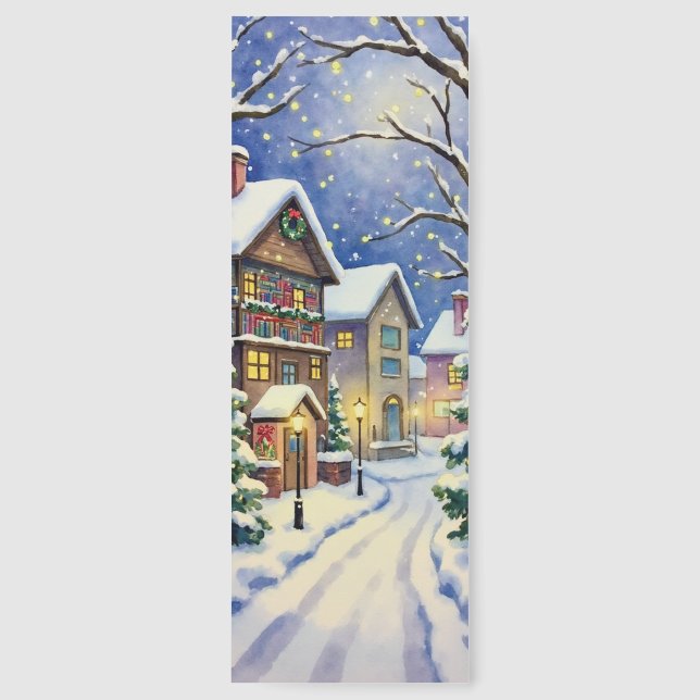 Snowy Village Night Bookmarks (Front)