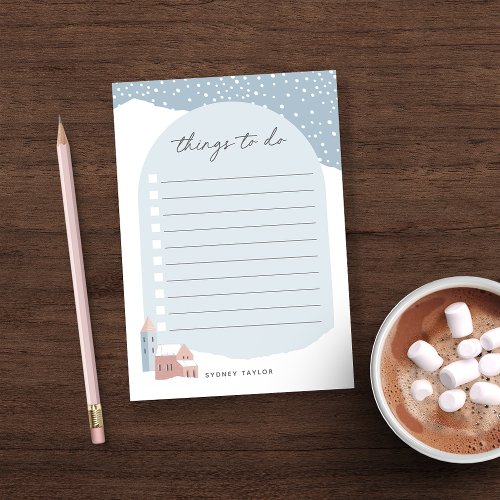 Snowy Village Personalized To Do List Post_it Notes