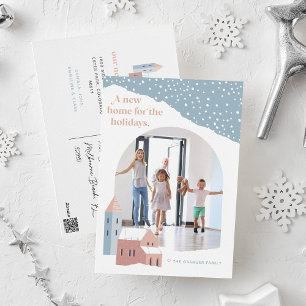 Snowy Village Photo Holiday Moving Announcement