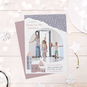 Snowy Village Photo Holiday Moving Announcement