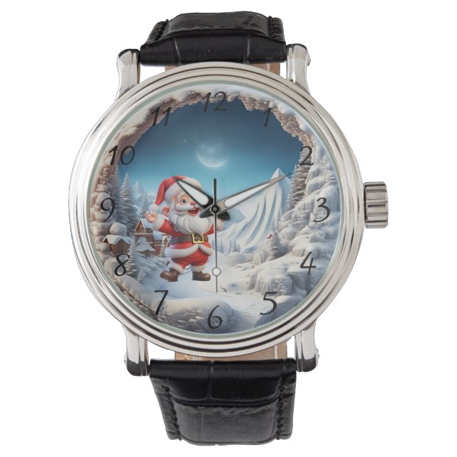 Snowy Village Santa Greetings Watch (Front)