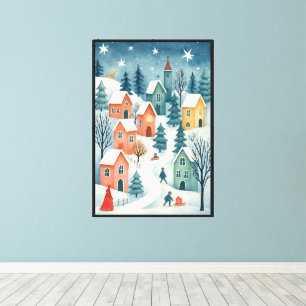 Snowy Village – Storybook Winter *Wall Art Canvas Print