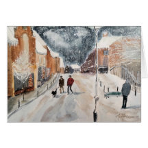 Snowy Village, watercolour