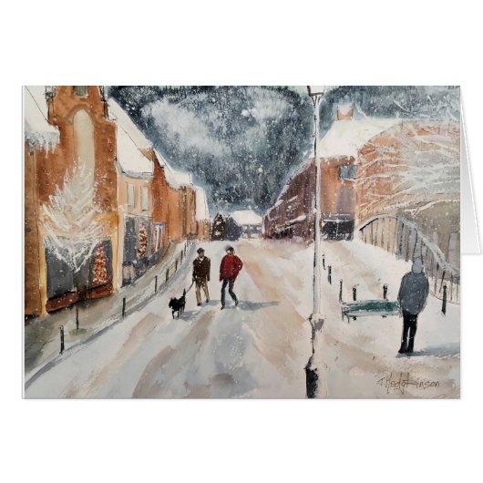 Snowy Village, watercolour Cards (Front Horizontal)