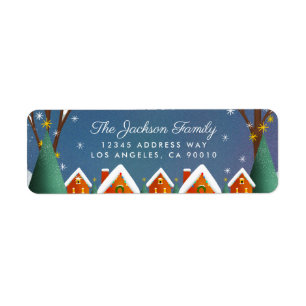 Snowy Village Winter Christmas Return Address Label