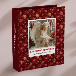 Snowy Vintage Angel Red Poinsettia binder