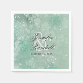 Snowy Watercolor Modern Winter Wedding Paper Napkins