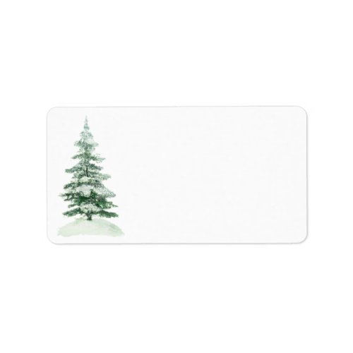 Snowy Watercolor Pine Tree Blank DIY Print Address Label