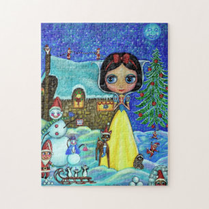 Snowy White Christmas Big Eye Doll Deer Elves Cute Jigsaw Puzzle